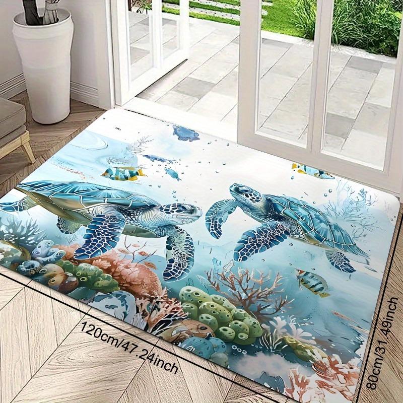 1PC HD Sea Turtle Pattern  Door Mats Kitchen Rugs Non-SlipPop Design Bedroom Rugs Bath Mat Carpet for Home Sink Laundry Decor