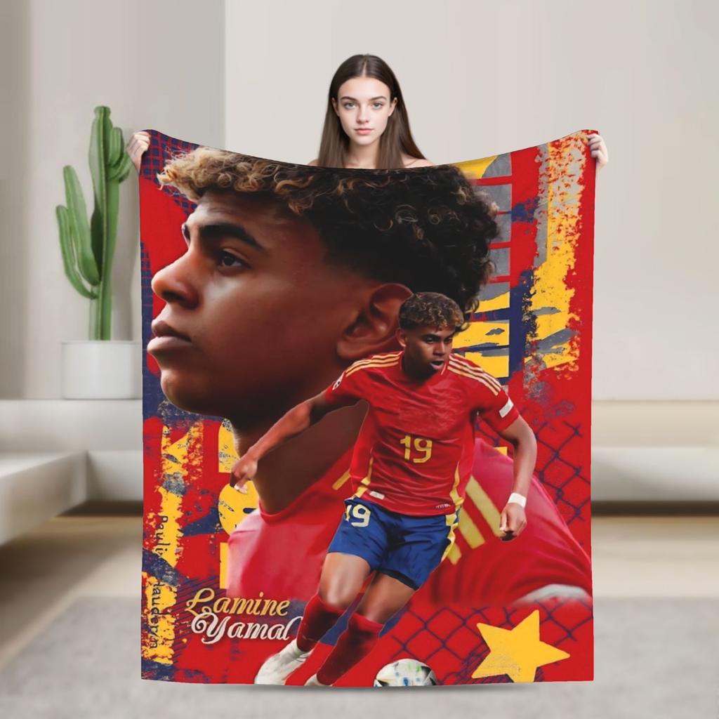 Lamine YYamal Flannel Blanket Number Football Awesome Throw Blanket for Sofa Bedding Lounge xcm Quilt
