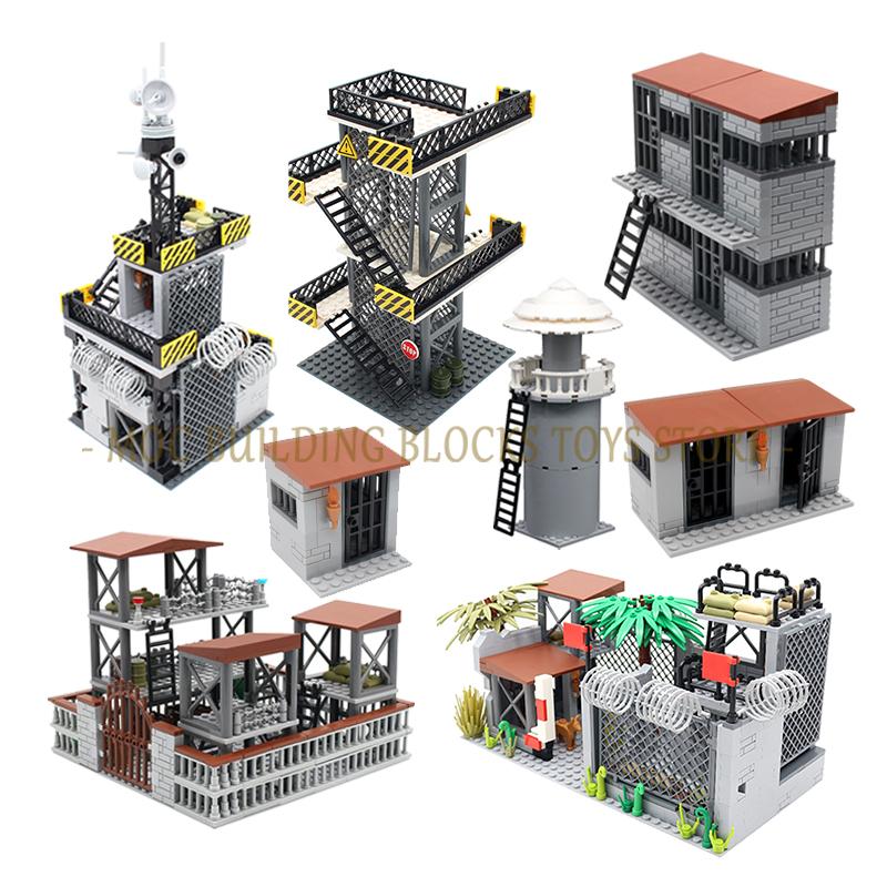 Military Base Prison Scene MOC Building Block Set Block Bricks Architectural Design Compatible Accessories Toys Playsets