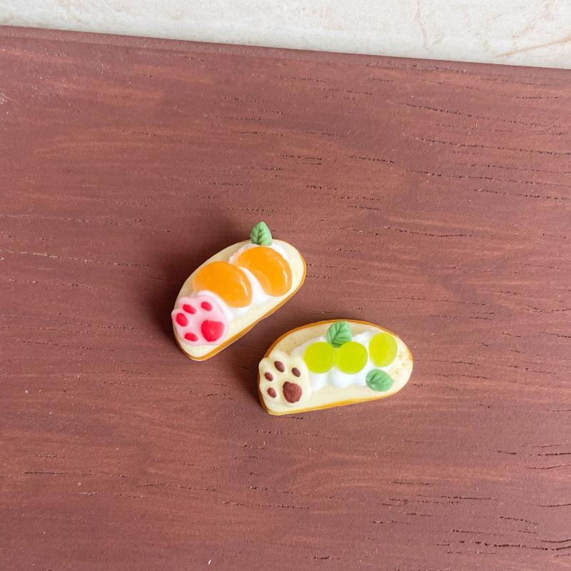 1Pcs Miniature Dollhouse Berry Ice Cream Thick Cut Toast Model Toy Fruit Bread Food Accessory For Dolls Diy Decoration Kids Gift