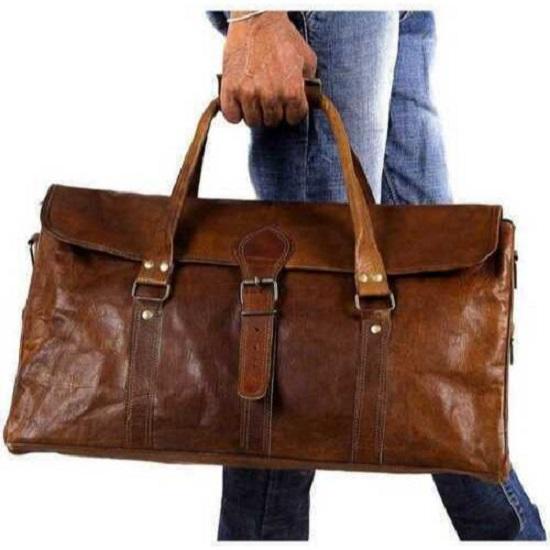 Gepäck Duffel Sporttasche Neu Herren Braun Vintage Echtleder Ziegenleder Reisen