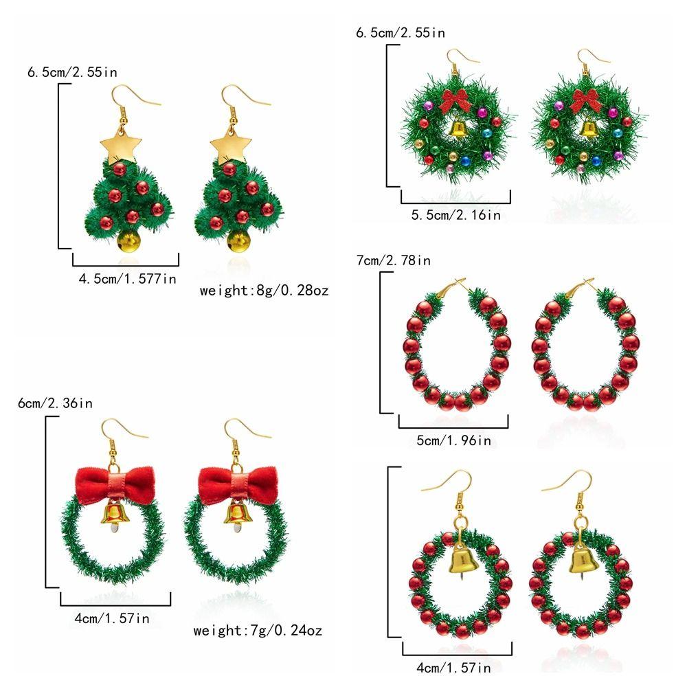 1Pair Sweet Christmas Tree Christmas Earrings Bowknot Bell Wreath Earrings Jewelry Star Xmas Dangle Earrings Girls