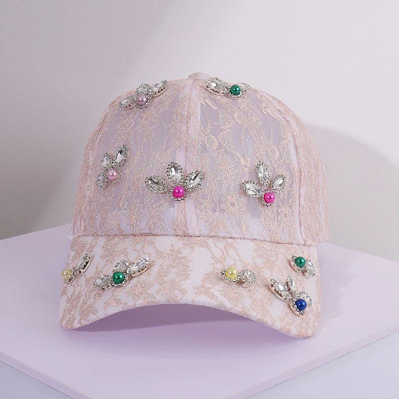 New Bright Lace Mesh Breathable Casual Baseball Cap with Diamonds, Versatile Personality, Elegant Temperament, Rhinestone Hat