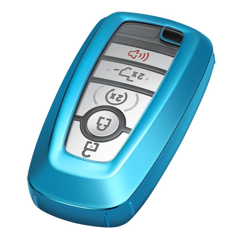 Key Fob Silicone TPU Cover Protective Case Fits for Ford F150 Edge Mustang Fusion Ecosport Explorer Expedition 5 Button