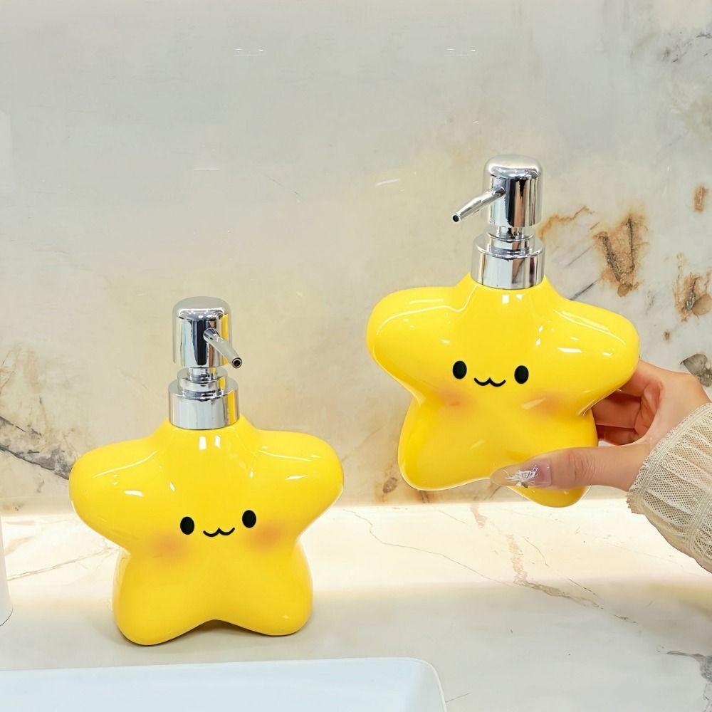 400ML Ceramic Soap Dispenser Star Shaped Hand Sanitizer Bottle Liquid Soap Bottle Shampoo Storage