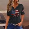 Shirt with Flag Print USA 250th Anniversary Shirt Patriotic Shirts for Women Short Sleeve Button Design Top