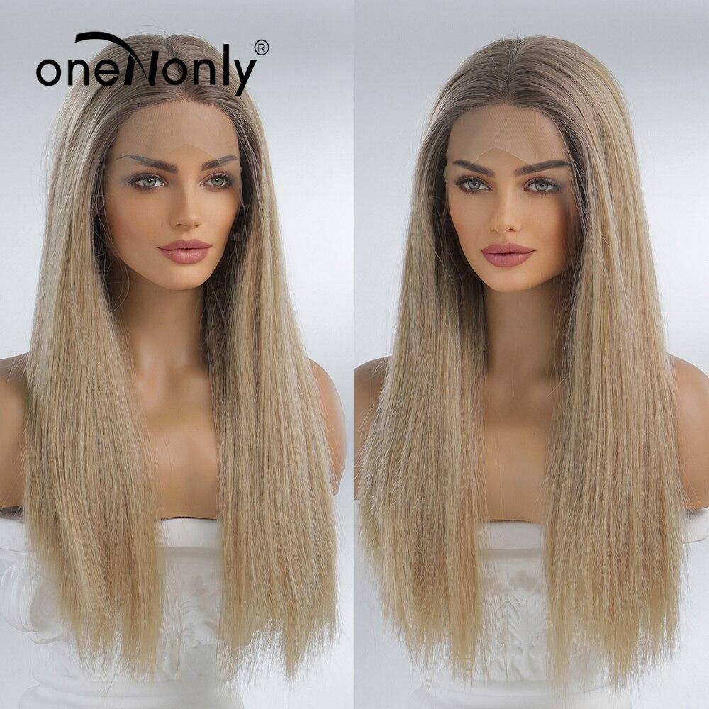 Lace Front Wig Long Straight Blonde Wigs for Women Daily Party Cosplay Wedding High Density