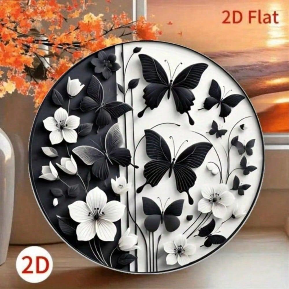 3D Schmetterling & Blumige Metall Wandkunst Aufkleber, Selbstklebende Wohnkultur Abnehmbare Peel & Stick Kunst für Zimmer