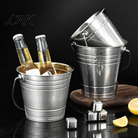 Non-tip Ice Bucket Stainless Steel Bucket, with Handle Portable Beverage Tub, Mirror Thickened Polished Durable for Bars Parties KTV Cooler