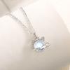 Korean Version of Moonlight Stone Cat Necklace for Women with Niche Light Luxury Style Collarbone Chain Simple Enveloping Planet Kitten Pendant