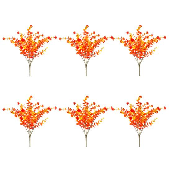 6 Pcs Artificial Fall Flowers UV Resistant Faux Plants Outdoor
