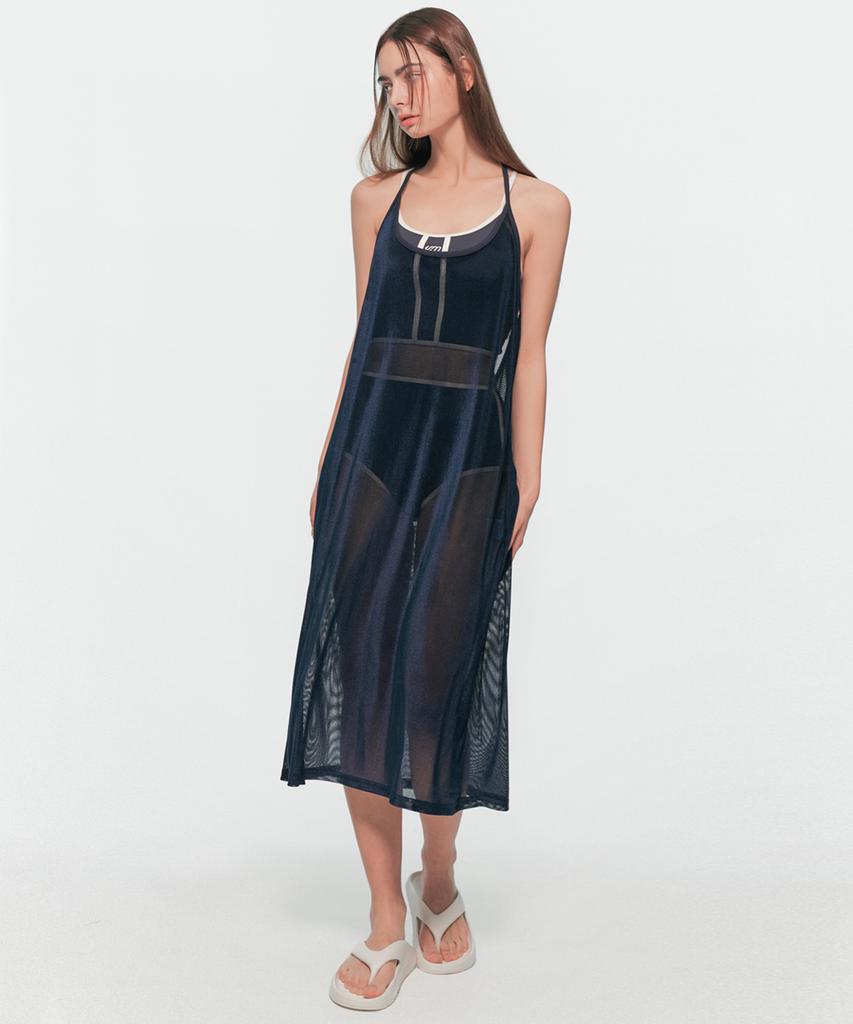 Yuum Velvet Mesh One-Piece Navy
