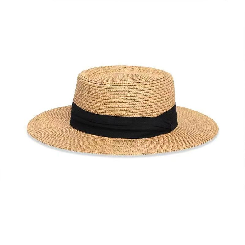 Fashion French Style Flat Top Straw Hat Travel Vocation Women Beach Sun Hat