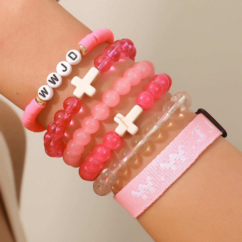 6pcs Suit WWJD Bracelet Christian Cross Bracelets For Women Men Jesus Bracelets Christian Jewelry(Random Color Of Letters) Faith Religious Easter