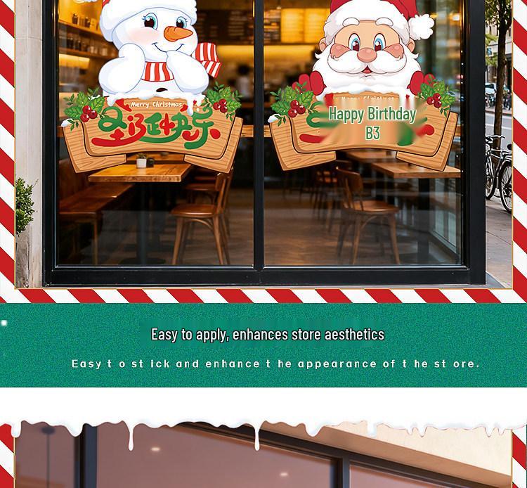 Festive Window Cling Stickers for Christmas & New Year Decor in Jewelry Stores & Restaurants