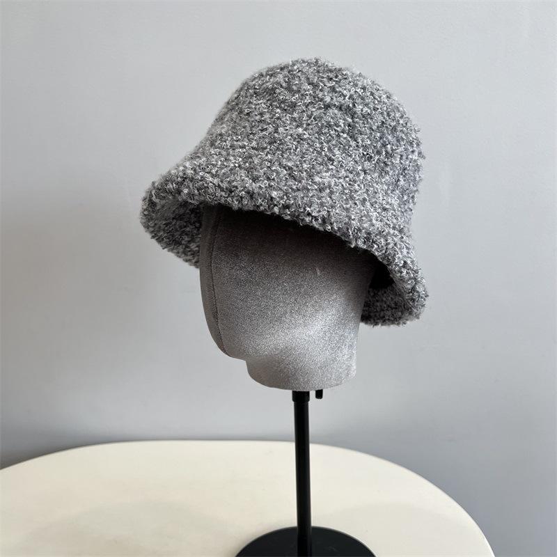 Fashion New Personalized Mixed Color Circle Yarn Dome Basin Hat Women's Winter Sweet Warm Short Brim Fisherman Hat