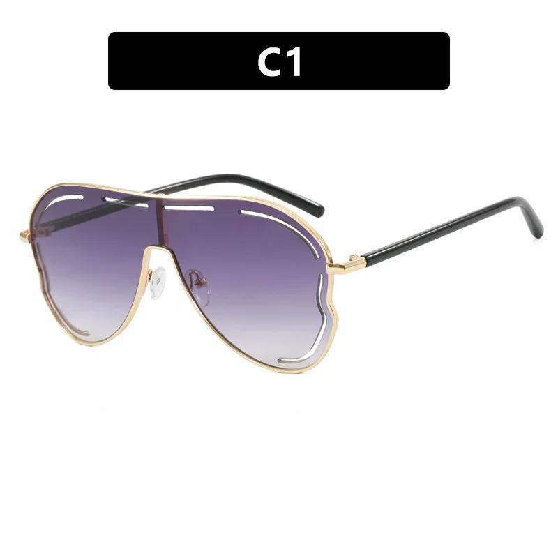 Oversized Shield Punk Sunglasses Women Luxury Square Metal Big Frame UV400 Sun Glasses Personality Eyewear