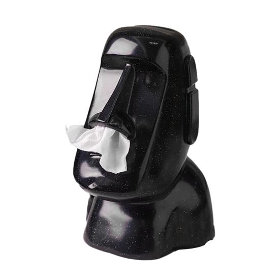 Statua Moai Uchwyt na Chusteczki Statua z Wyspy Wielkanocnej Pokrowiec na Pudełko z Chusteczkami 3-w-1 Uchwyt na Okulary Stojak na Słuchawki Dekoracyjny Uchwyt na Pudełko z Chusteczkami do Domu Biura