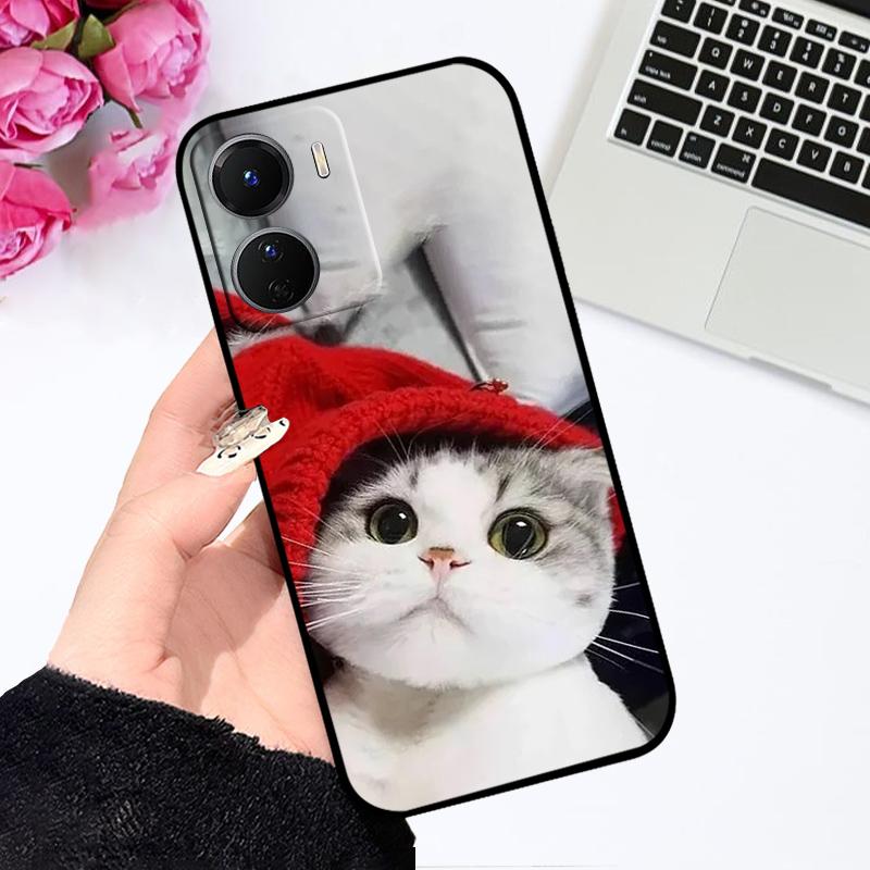 Case For Y56 Y35 Y53T 5G Fundas Cute Fashion TPU Soft Silicone Black Matte Phone Cover For Vivo Y16 4G V2204 V2214  Coque Bumper