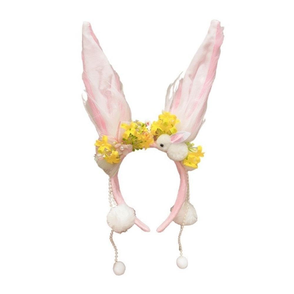 Plush Rabbit Hair Band Tassel Rabbit Ear Hair Ornament Funny Mid-Autumn Festival Headband Holiday