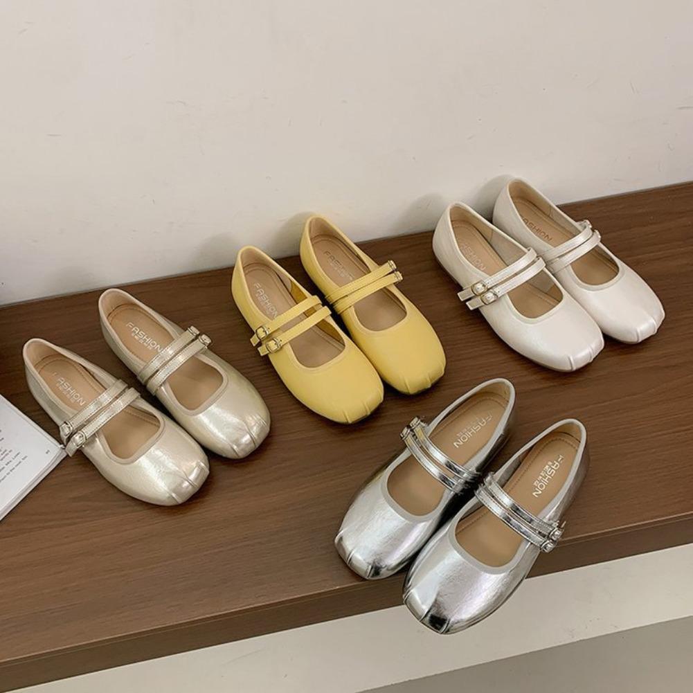 Modne damskie buty typu baleriny na płaskiej podeszwie z klamrą Mary Jane, nowość na wiosnę i lato 2025