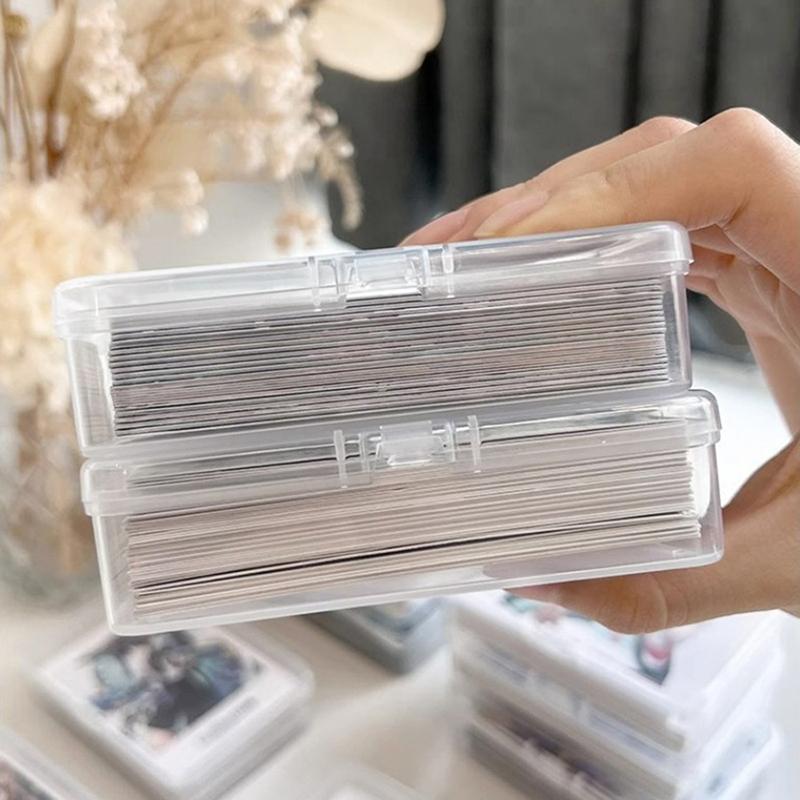 Transparent Plastic Storage Box Photocards Small Card Storage Box Desk Organizer Box Classification Box Stationery