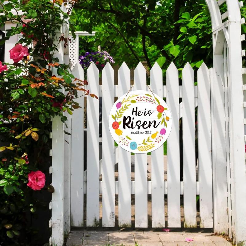 He Is Risen Door Sign Easter Decorations Indoor He Is Risen Easter Decor Hanging Decorations Christian Jesus Wood Door Hanger for Wall Home Outdoor