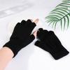 1 paire de gants noirs unisexes sans doigts pour femmes et hommes, gants gothiques en laine tricotée au poignet et en coton, gants d'entraînement chauds pour l'hiver