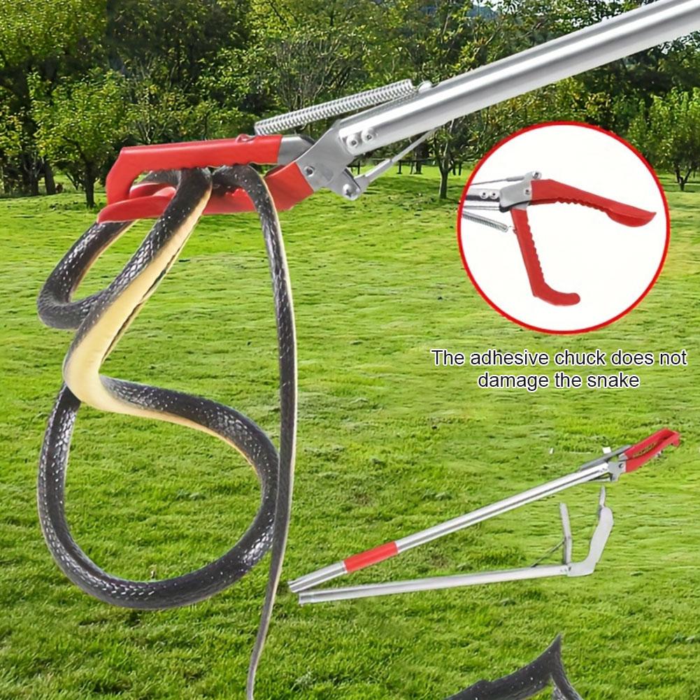 1.5M Foldable Snake Tongs Snake Hook Catcher Stainless Steel Snake Hook Pliers Pick Up Tool To Catch Loach Crab Rubbish Clip