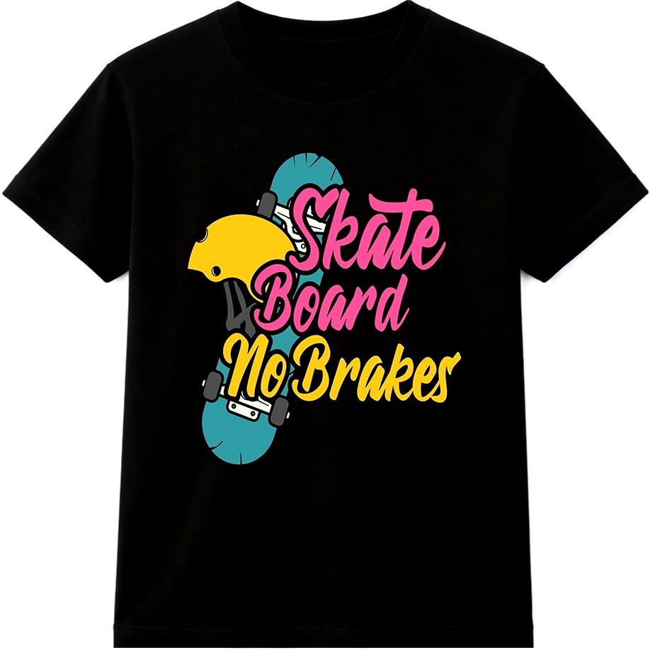 Skateboarding T Shirt Skater Graphic Tee No Brakes Streetwear Skateboard Top