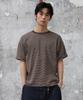 AGOD Back Incision Stripe Half T-Shirt [Brown]