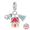Copper Christmas Snowman Tree Gingerbread House Pendant Charm Compatible With Authentic Charm Bracelets Women Do It Yourself Jewellery Gift