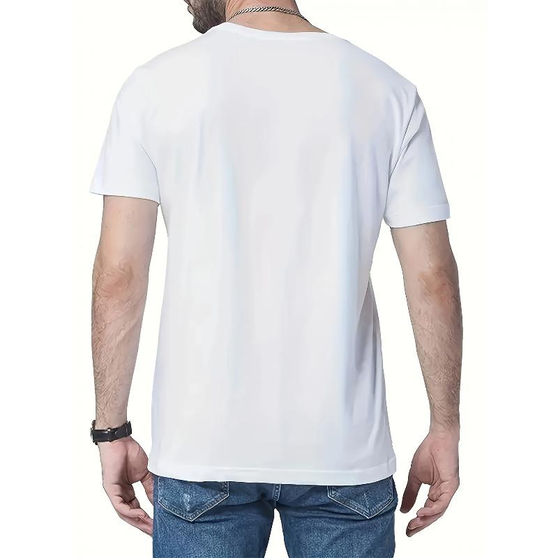 Men's Graphic T-Shirt Bold Letter Print, Lightweight Breathable Fabric for Everyday Casual - Everyday Essential, Summer Clothing, Round Neckline Shirt