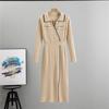 Long Sleeve Sweater Dress for Women Spring V Neck Ribbed Casual Formal Cocktail Bodycon Maxi Dresses Women's Button Slim Fit Elegant Knitted Dresses